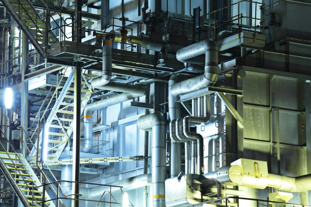 Industrial building at night